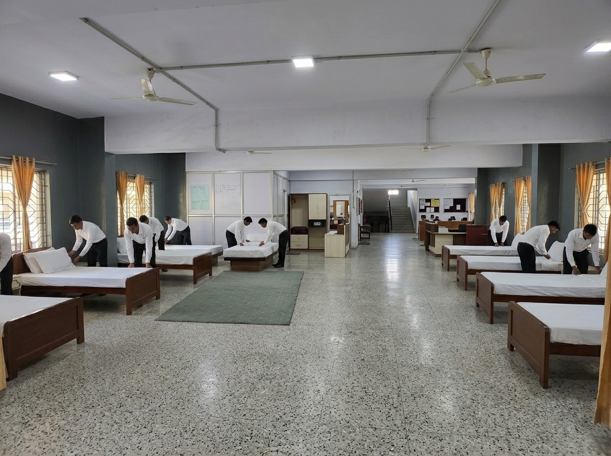 Housekeepers preparing hotel rooms